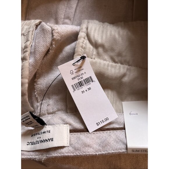 banana republic slim Straight Beige Linen pants Size 31 X 30 NWT - Picture 6 of 7